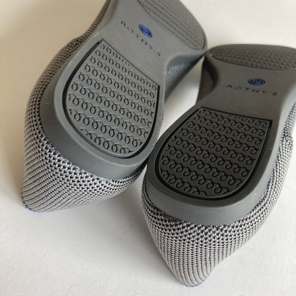 New Rothy’s Grey Blue Fabric Rubber Outsole Point Toe Loafers size 6 - Picture 15 of 15